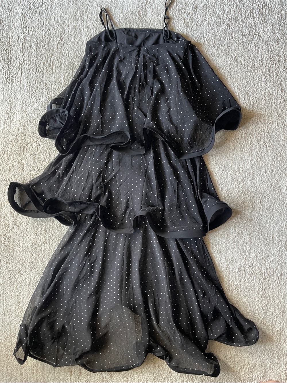 Elliatt Diamante Moss Tiered High-Low Georgette Gown Black - Picture 7 of 10